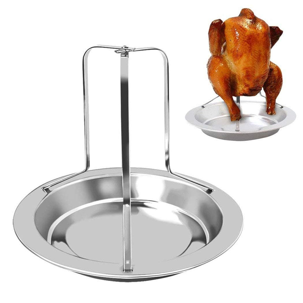 Chicken Roaster Rack, Folding Stainless Steel Nonstick Vertical Meat Poultry Turkey Roaster Chicken Holder Beer Can for Oven or Barbecue Grill Accessories