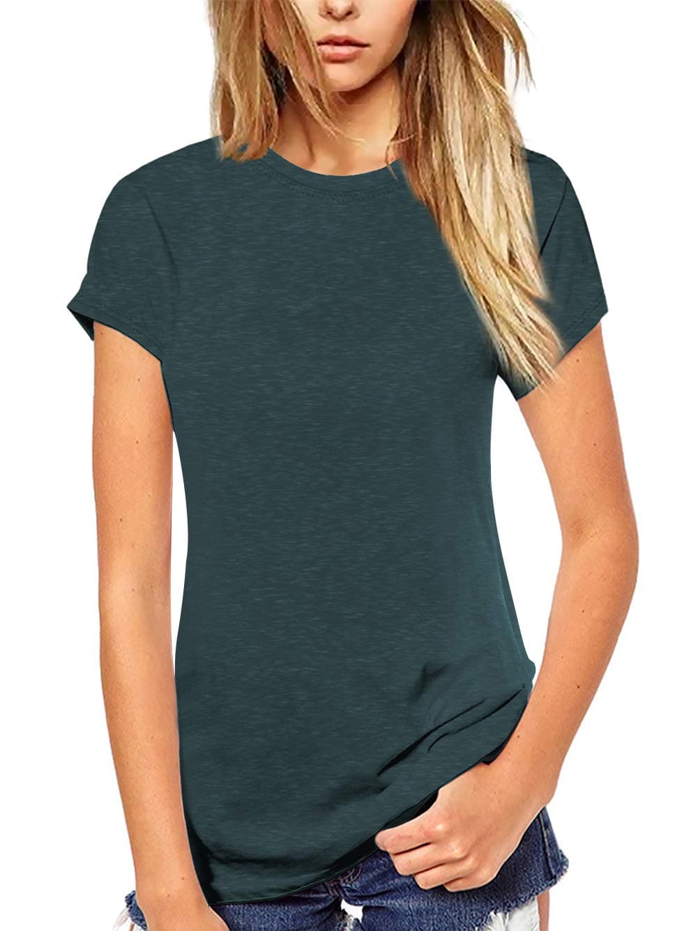 BeluringWomen Shirt Short Sleeve Crew Neck Summer Soft Long TshirtsTee Tops Blouse