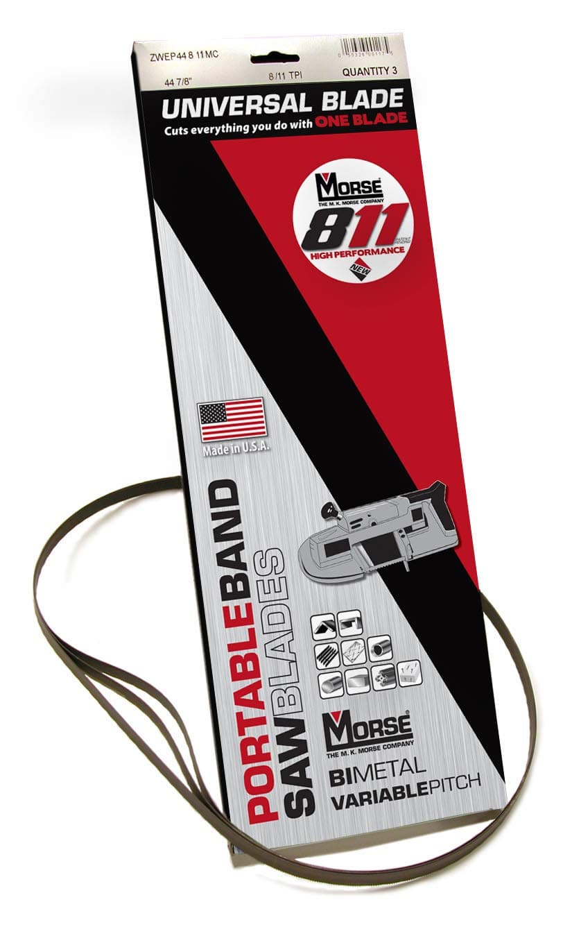 Morse 811 Bi-Metal Portable Band Saw Blade 44 7/8 x 1/2 x .020 8/11 TPI 3/Box (002486 / ZWEP44811MC)