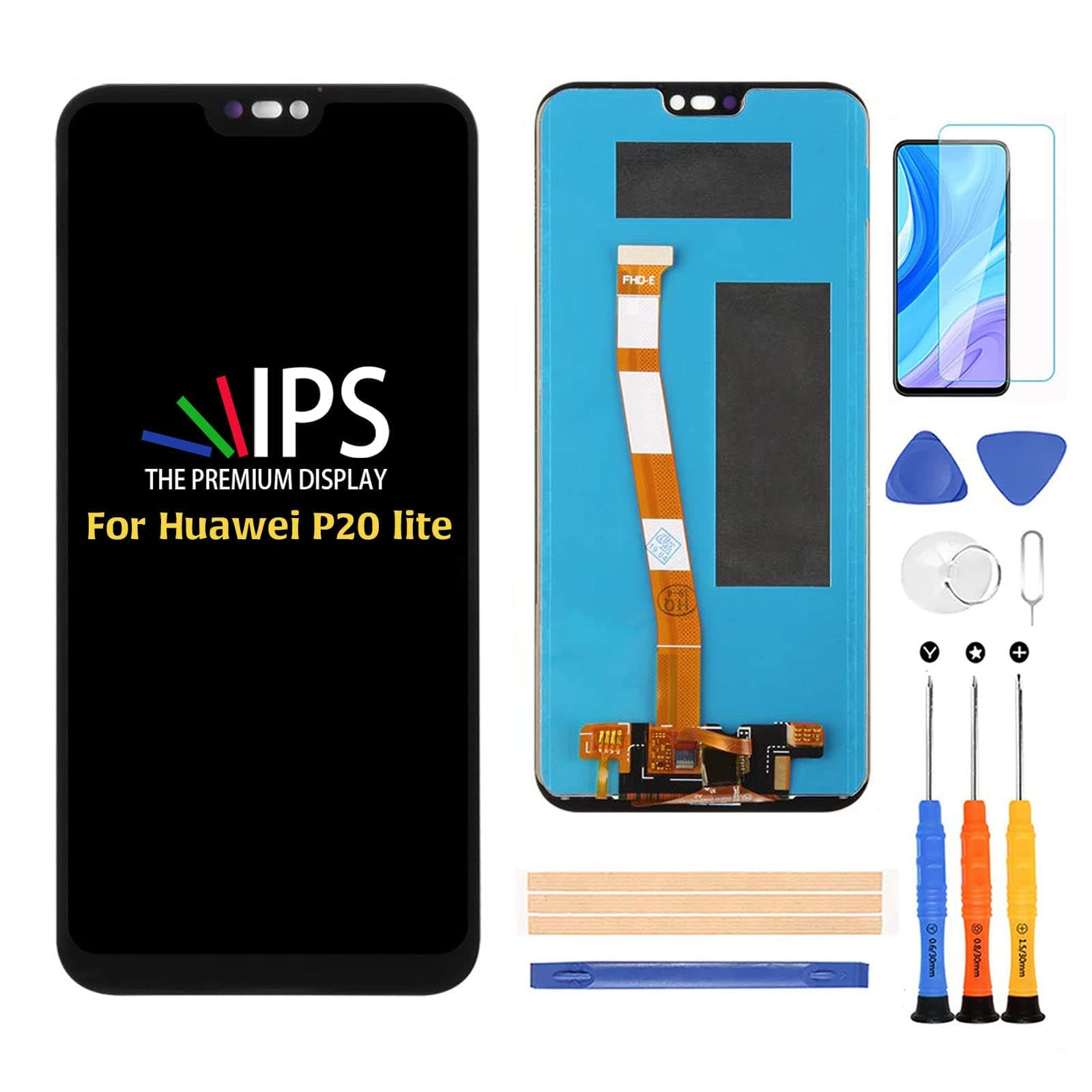 For Huawei P20 Lite Screen Replacement, for Huawei P20 Lite/Nova 3e ANE-LX2 ANE-L22 ANE-LX1 LCD Display Touch Screen Digitizer Assembly Parts,with Screen Protector+Tools(Black)