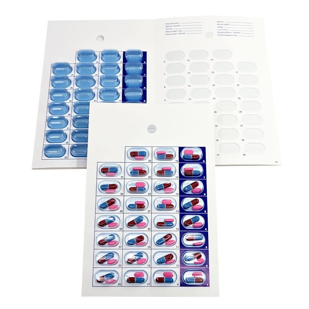 Monthly Pill Organizer Cold Seal Medication Blister Cards – DIY Pharmacy Pill Packaging for Medication, Disposable, Easy to Use, Just Fill and Seal (31 Day-6 Packs)
