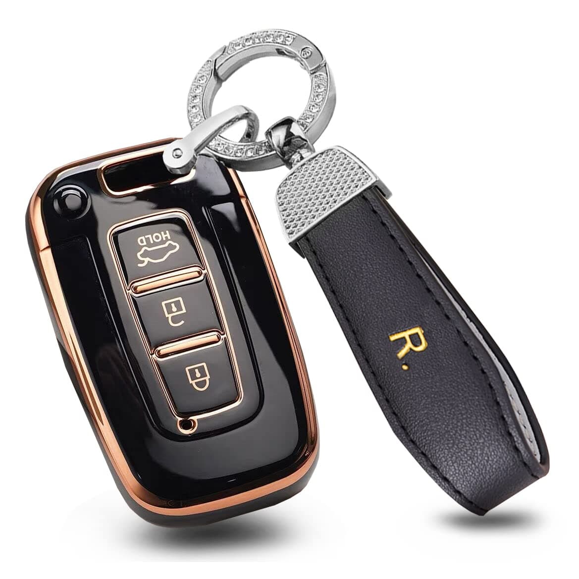 ontto TPU Car key fob cover Fit for Hyundai i30 ix35 Accent Tucson Elantra Sonata Veloster Genesis KIA Azera K7 keyring Key case Key Shell Key Holder keychain Accessories R