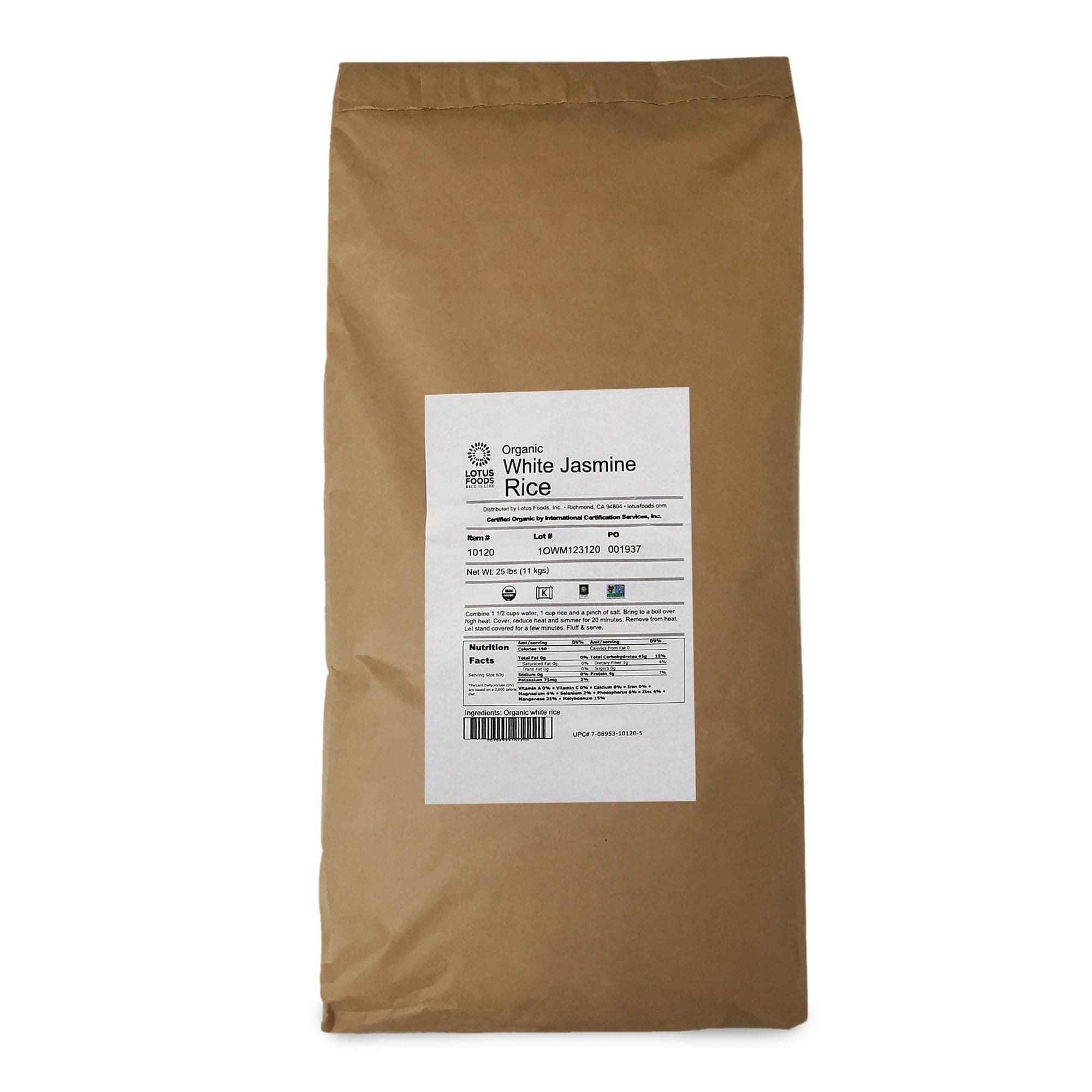 Organic Brown Jasmine Rice - Gluten Free Long Grain Brown Rice, Vegan, Non GMO, Use for Curries, Stir Fries, Rice Pudding, Salad, and More - 25 Lb Bag (Pack of 1)