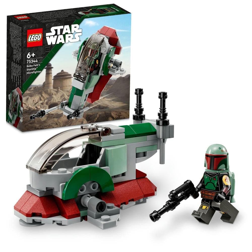 75344 Star Wars Boba Fett's Starship Microfighter, Buildable Toy Vehicle with Adjustable Wings and Flick Shooters, The Mandalorian Set for Kids