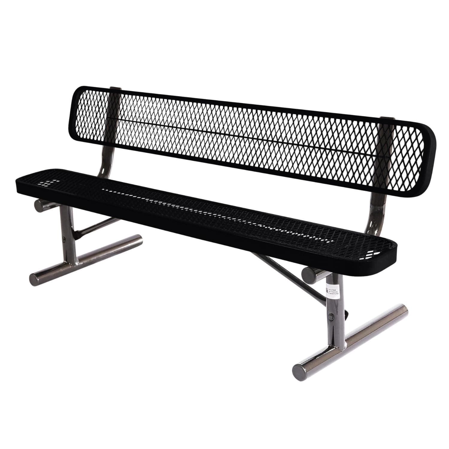 - Coated Outdoor Furniture Heavy-Duty Portable Outdoor Bench Thermoplastic Coated, Expanded Metal, Commercial-Grade Seating, Made in America (Portable with Back, 6 Ft, Black)