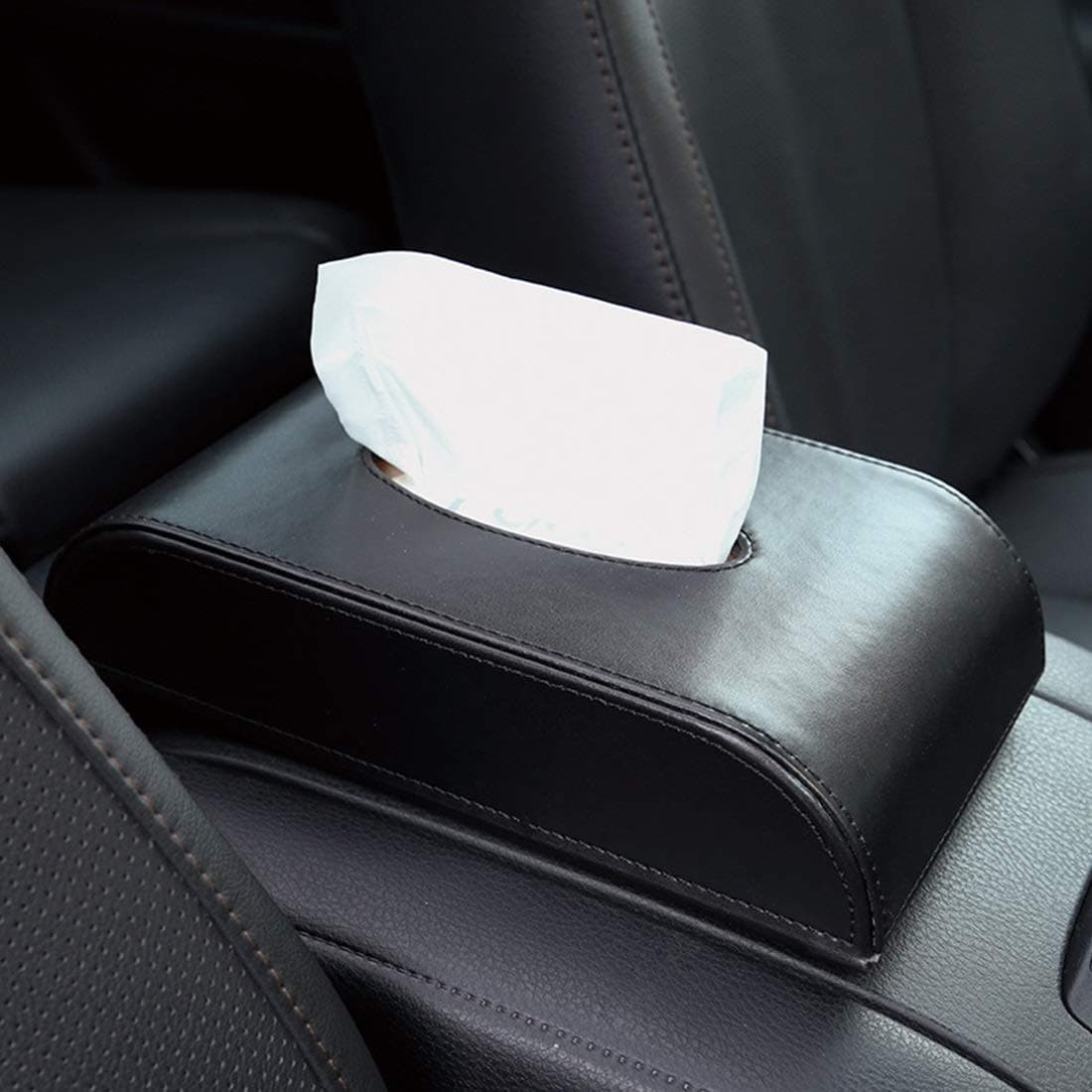 KAILLEET YY6 Leather Car Tissue Box New Curved Car Tissue Box Simple Creative Hotel Tissue Box (Color : Black 1824)