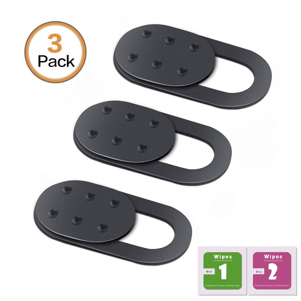 Camera Cover Slide, Webcam Cover Slider, Smartphone Webcam Sticker, Laptop Camera Cover (3 Pack (3 Black + Cleaning Paper))