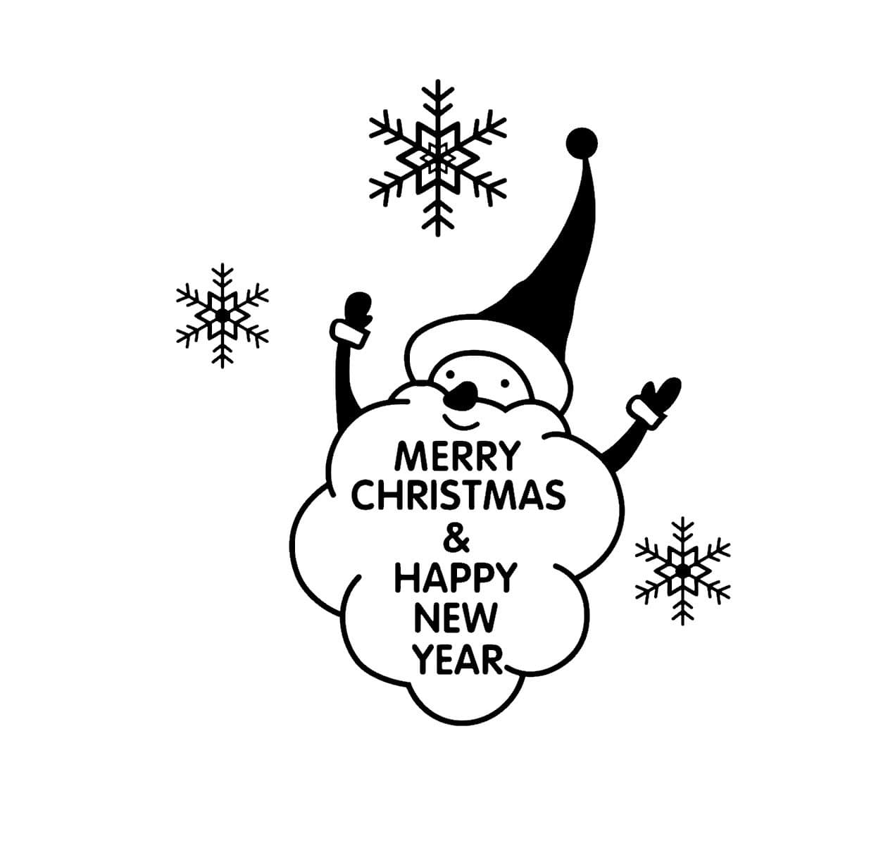 Newdecor Home Decorative Mural Decal Art Vinyl Quote Wall Sticker Merry Christmas Father Happy New Year Black Santa Claus Snowflake Wallpaper