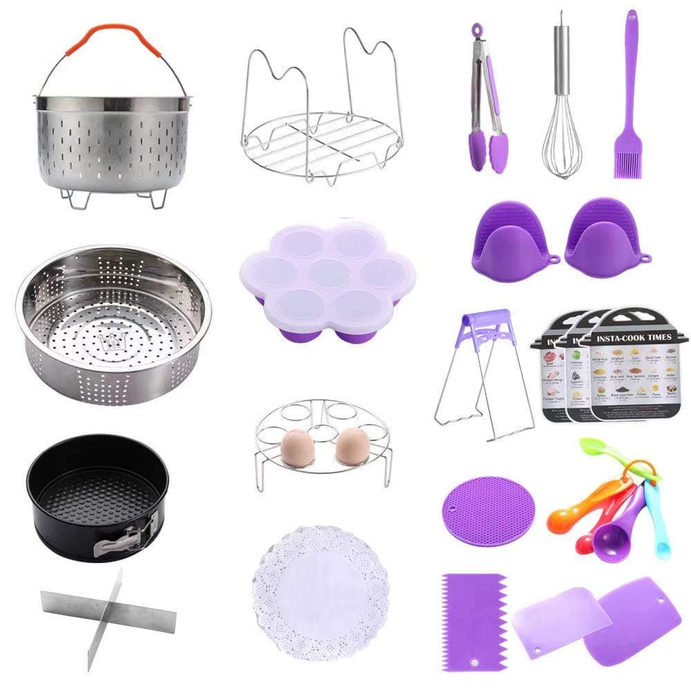 Geezo Pressure Cooker Pot Accessories 121 Pieces Pressure Cooker Accessories Kit for 5/6/8qt Electric Pot Air Fryer,Non-stick Springform Pan,Egg Rack,Egg Bites Mold,Kitchen Tong,Dish Plate Clip