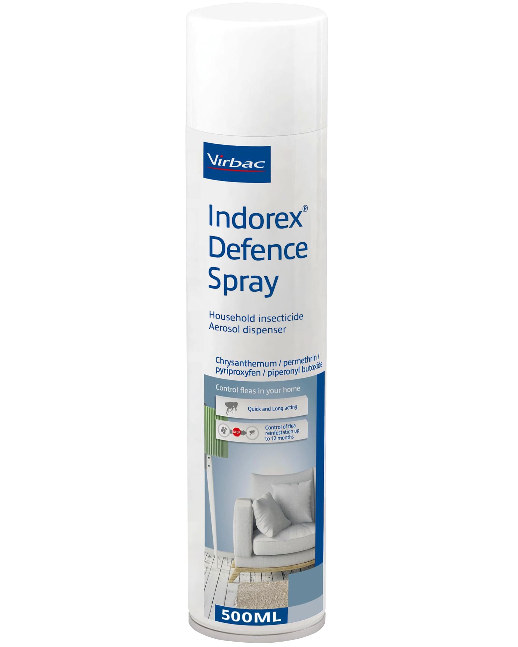Indorex Defence Flea Spray for the Home | Long-Lasting 12-Month Protection Against Fleas and Dust Mites | 500ml Can