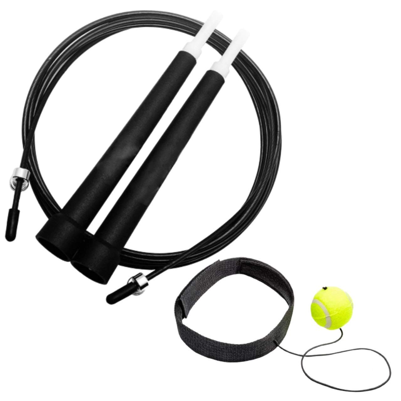 Speed Skipping Rope Adult Jump Rope for Fitness, Gym, Boxing, Crossfit & Exercise Conditioning PLUS Boxing Ball For Reflex & Fun - Home Workout Set Suitable for Men & Women