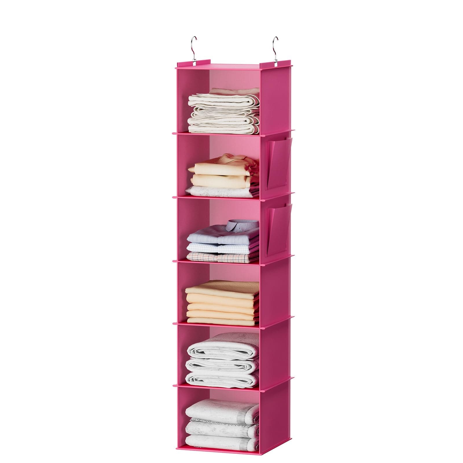 YOUDENOVA Hanging Closet Organizer, Closet Hanging Storage Shelves (Pink)