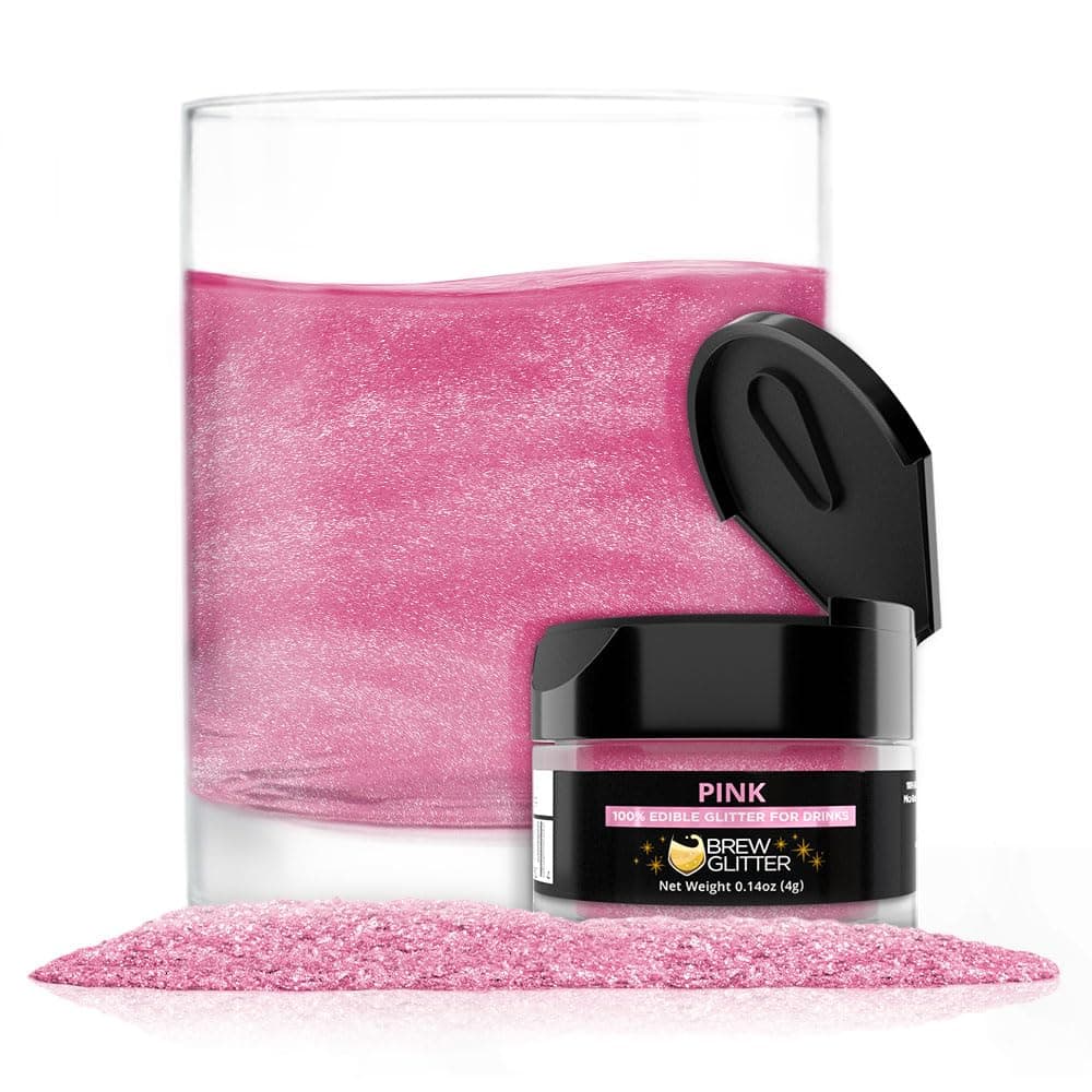 Brew Glitter Edible Glitter for Drinks, Cocktails, Beer, Garnish & Beverages (Pink, 4 Grams)