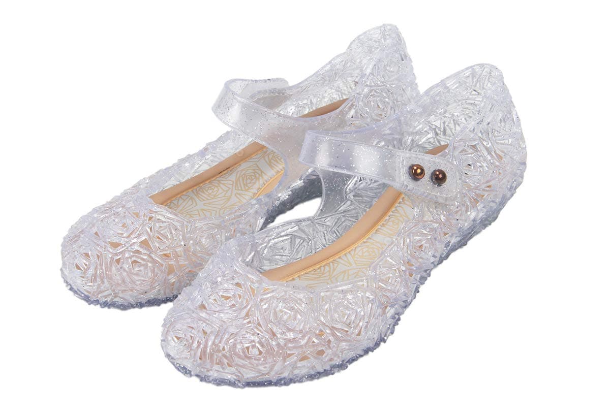 Princess Mary Jane Jelly Shoes, Ballet Flats Cosplay Birthday Party Dress Up Sandals for Little Girls, Toddler or Kids
