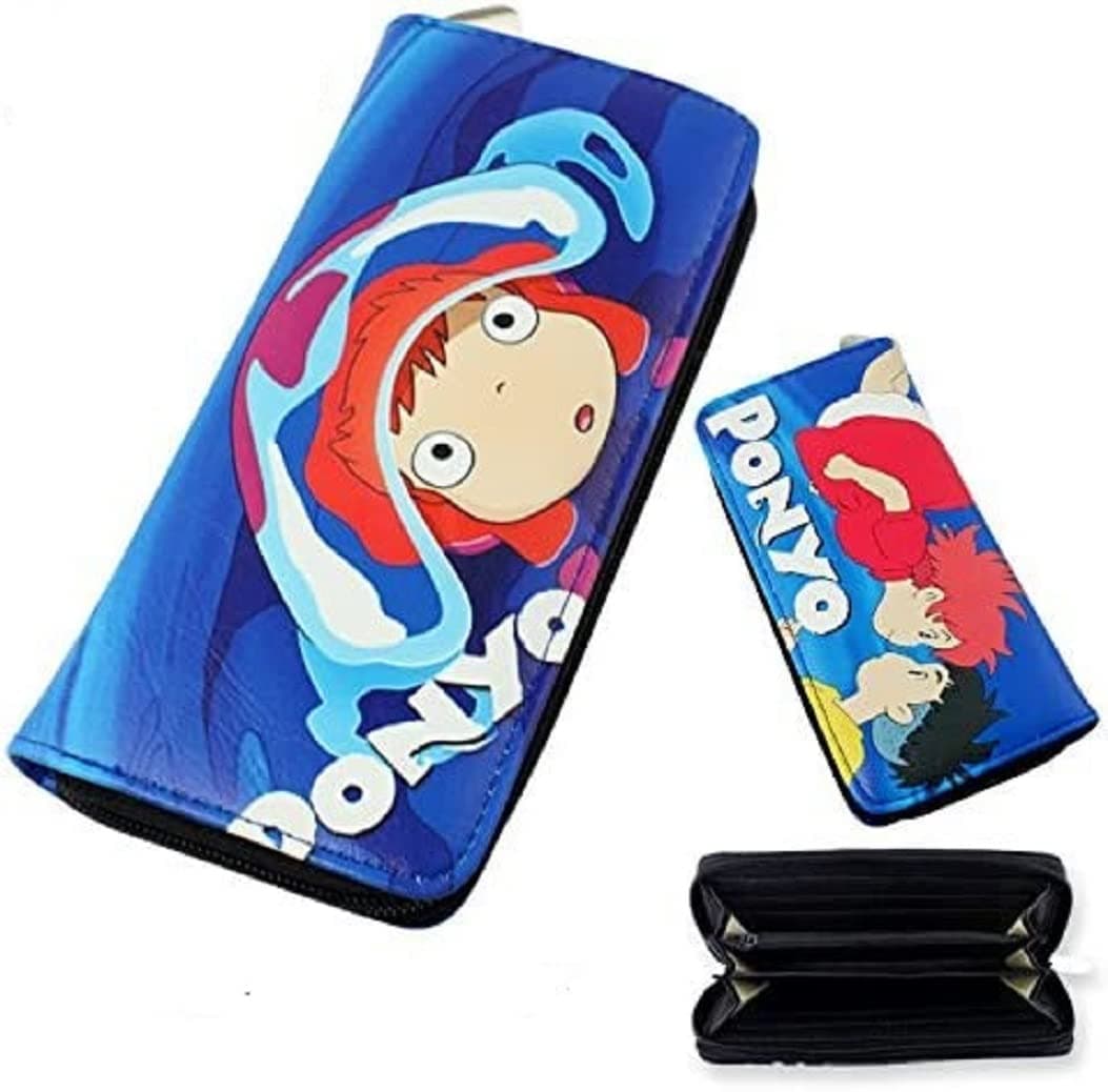 DIY YOUR WORLD Hayao Miyazaki Anime My Neighbor Totoro Ponyo Long Purse Blue Cute Fashion Cartoon Wallet (My Neighbor Totoro Ponyo)