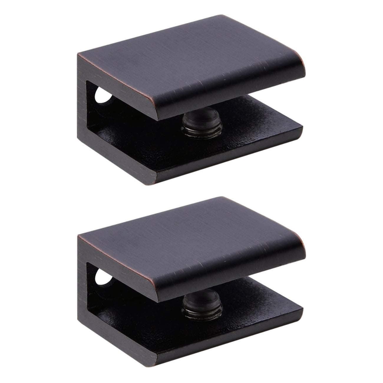 Orhemus 2pcs Adjustable 304 Stainless Steel Glass Clamp Clip Shelf Brackets Holder Support 0.23"-0.35", Oil Rubbed Bronze Finished Heavy Duty