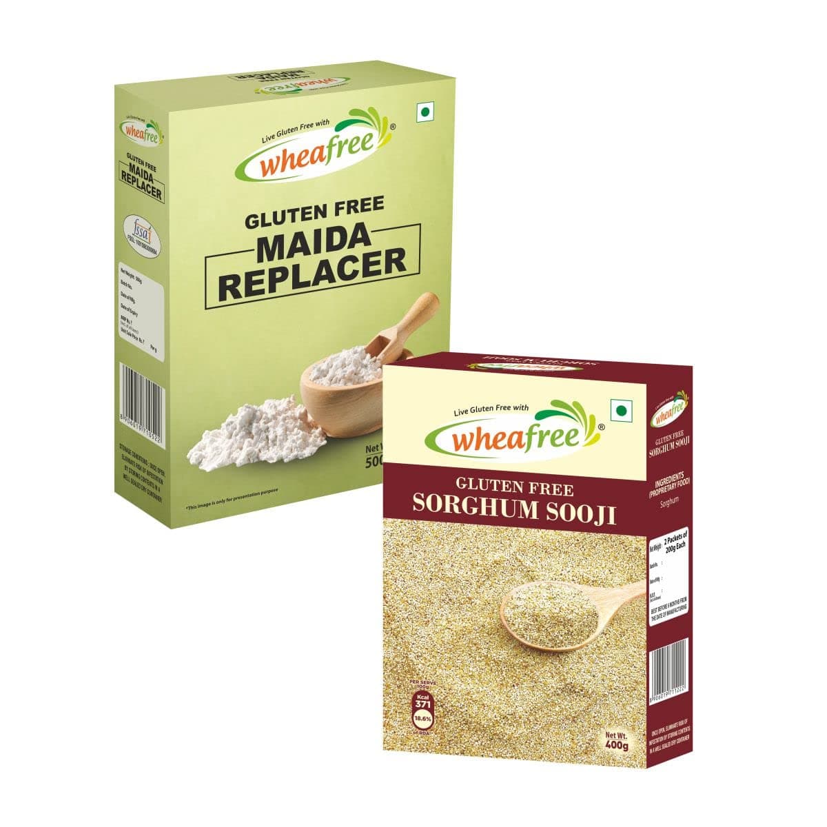 Wheafree Gluten Free Sorghum Sooji (400g) & Maida Replacer (500g) Combo Pack
