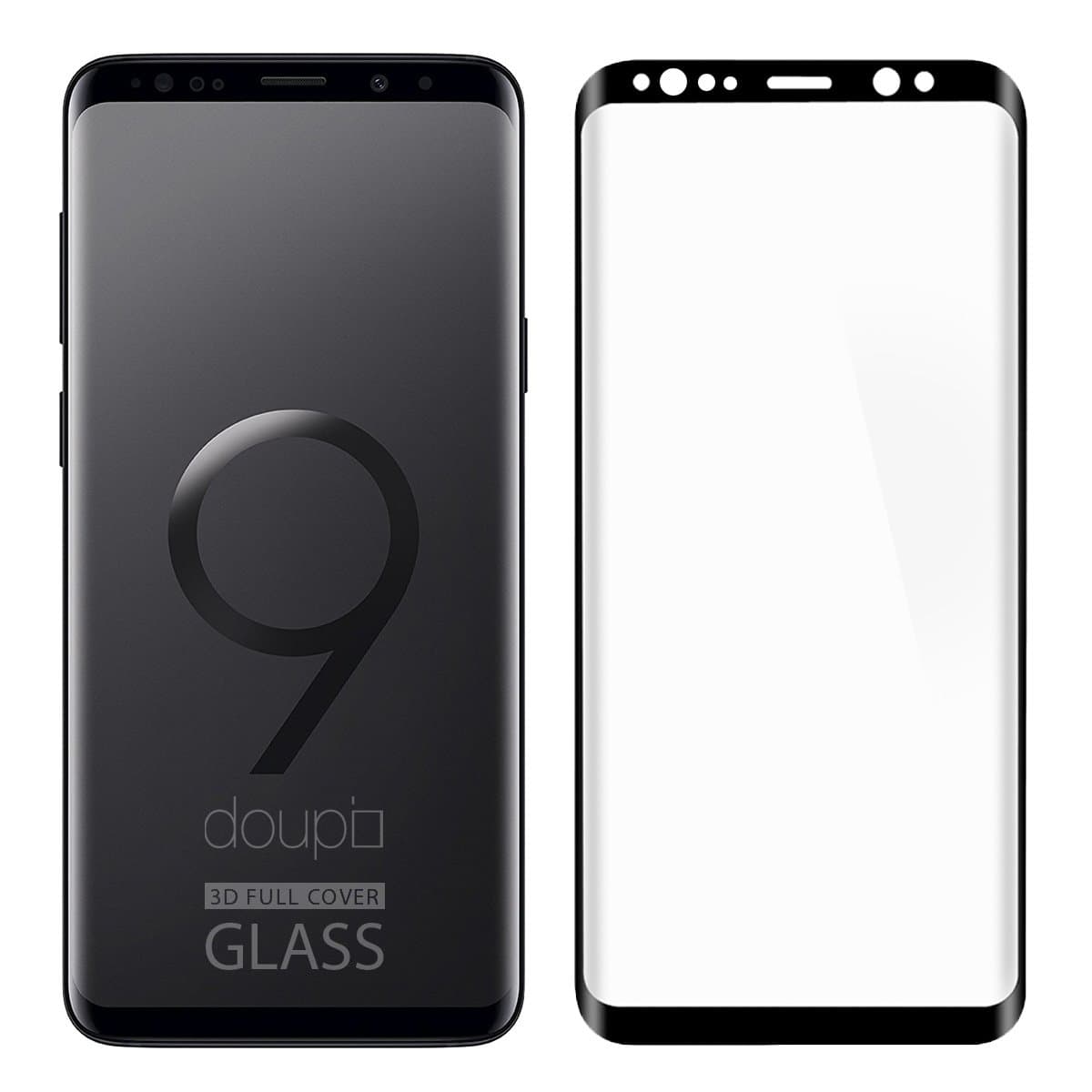 doupi FullCover Tempered Glass for Samsung Galaxy S9 Plus - Premium 9H HD Anti Scratch [3D Touch Supported] Screen Protector, black