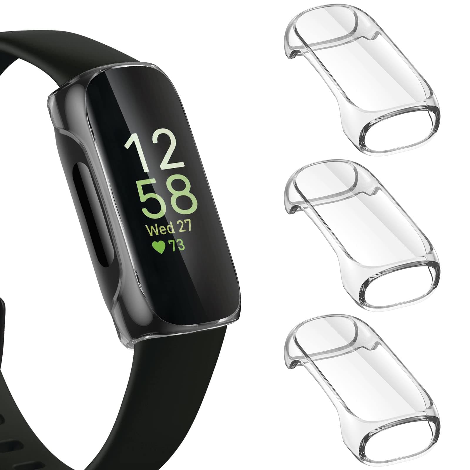 3-Pack Screen Protector Compatible with Fitbit Inspire 3, TPU Rugged Bumper Case Cover All-Around Protective Plated Bumper Shell Accessories for Inspire 3 Smartwatch