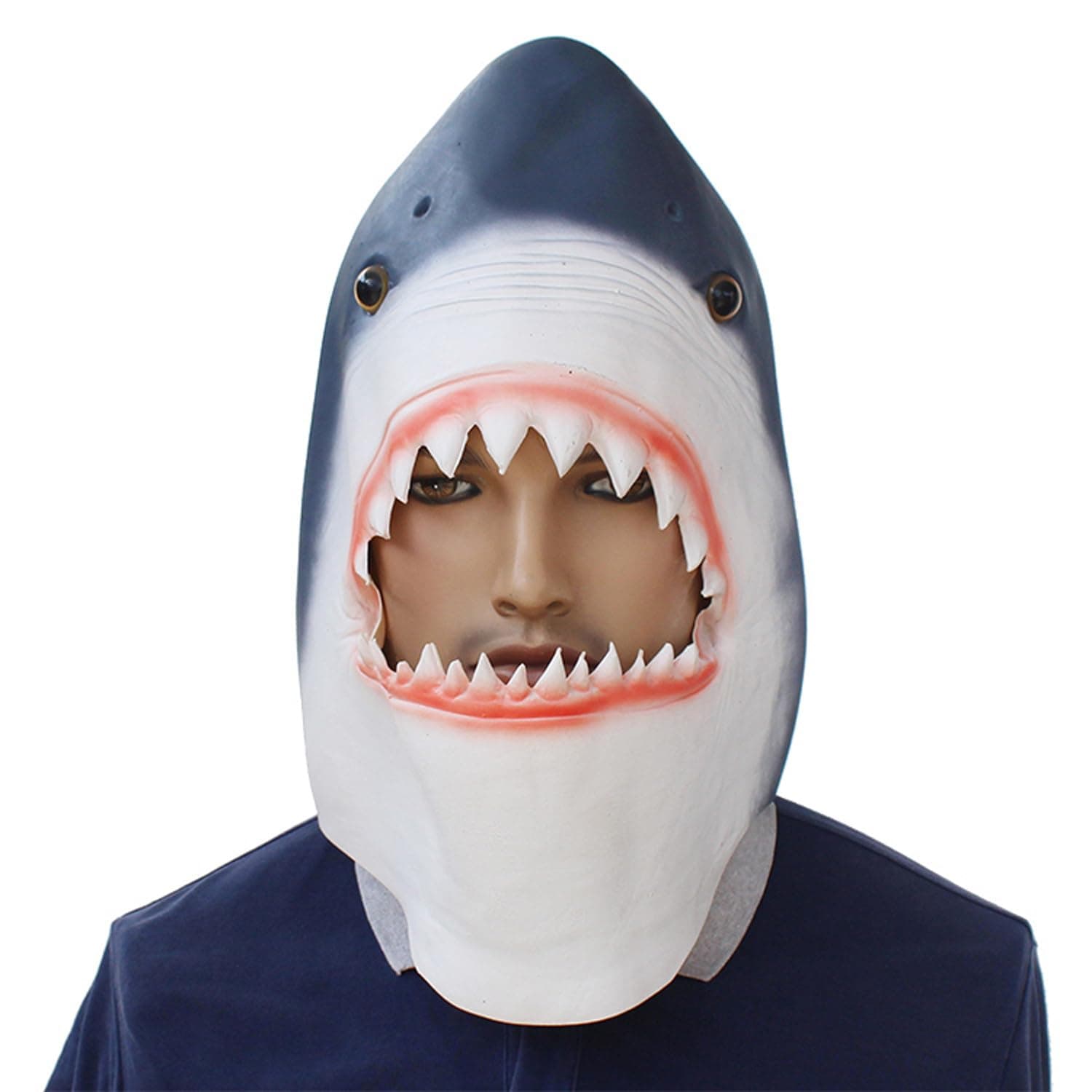 Latex Shark Mask Halloween Novelty Fish Head Cover Festival Party Costume Performer Prop Animal Head Mask (Shark Head)