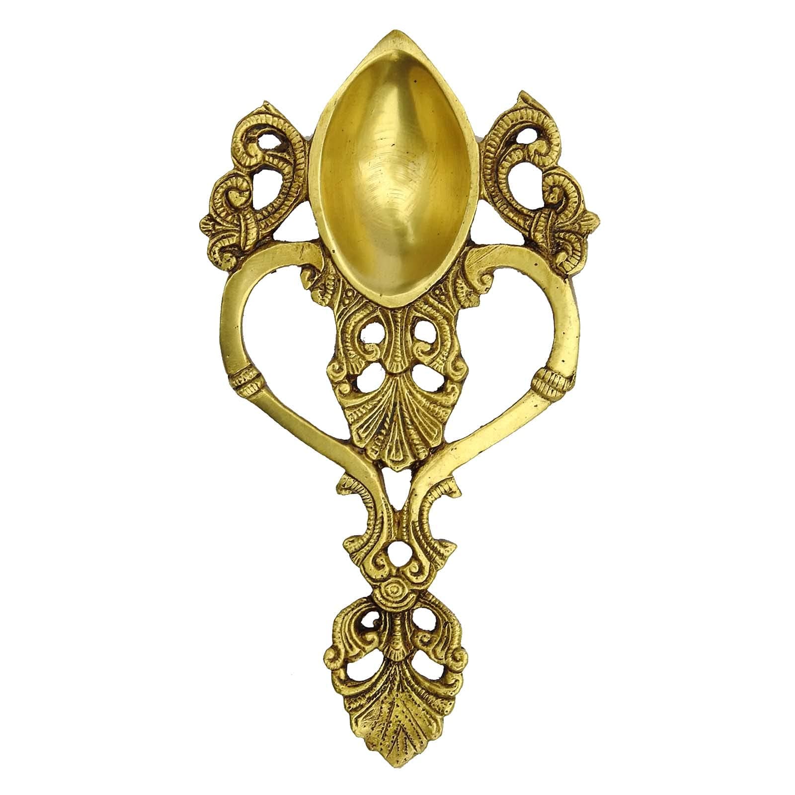 Susajjit Decor Brass Made Kapoor Arti Diya or Sppon Made of Brass