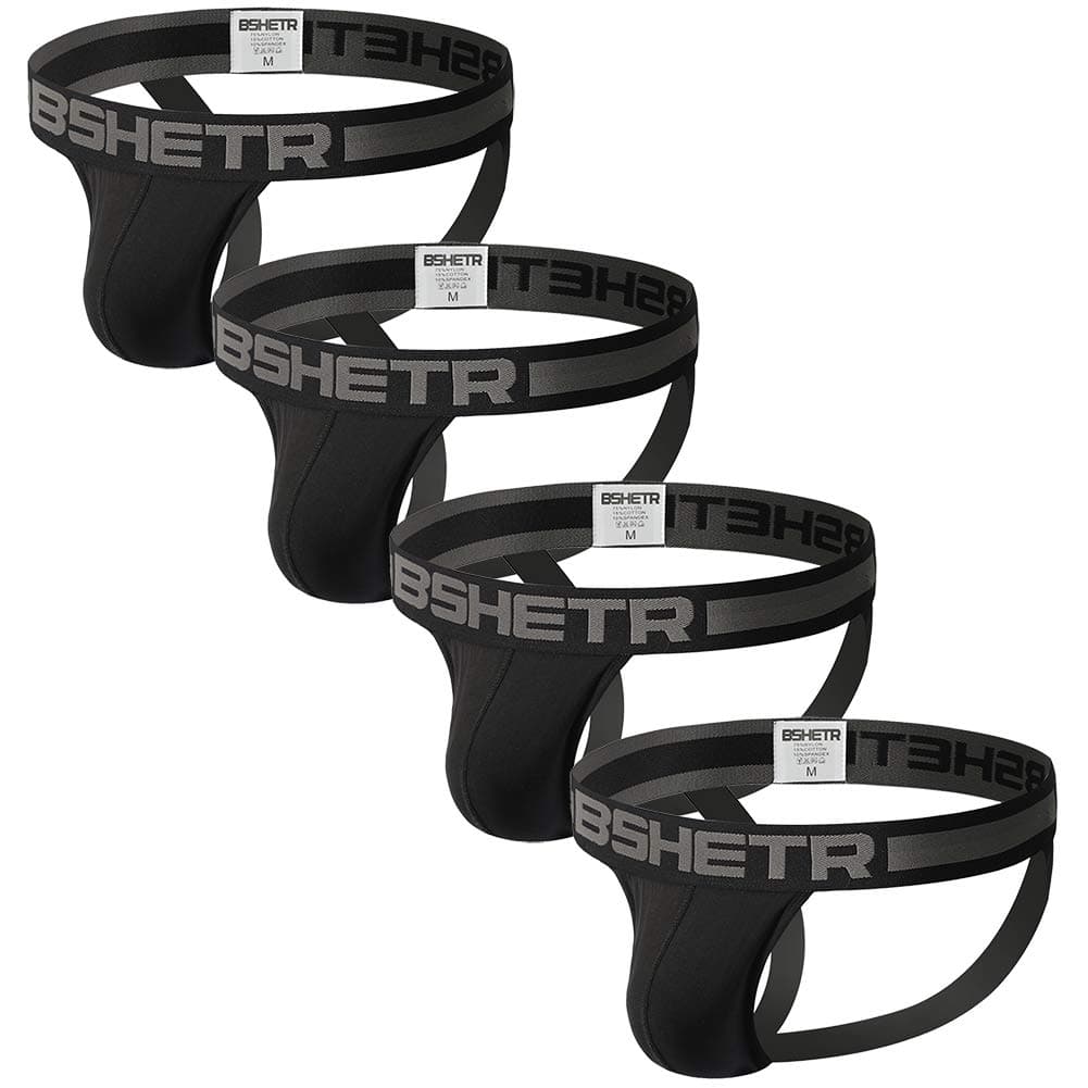 Men's Jockstraps Athletic Supporters 4-Pack Cotton Work Out Underwear