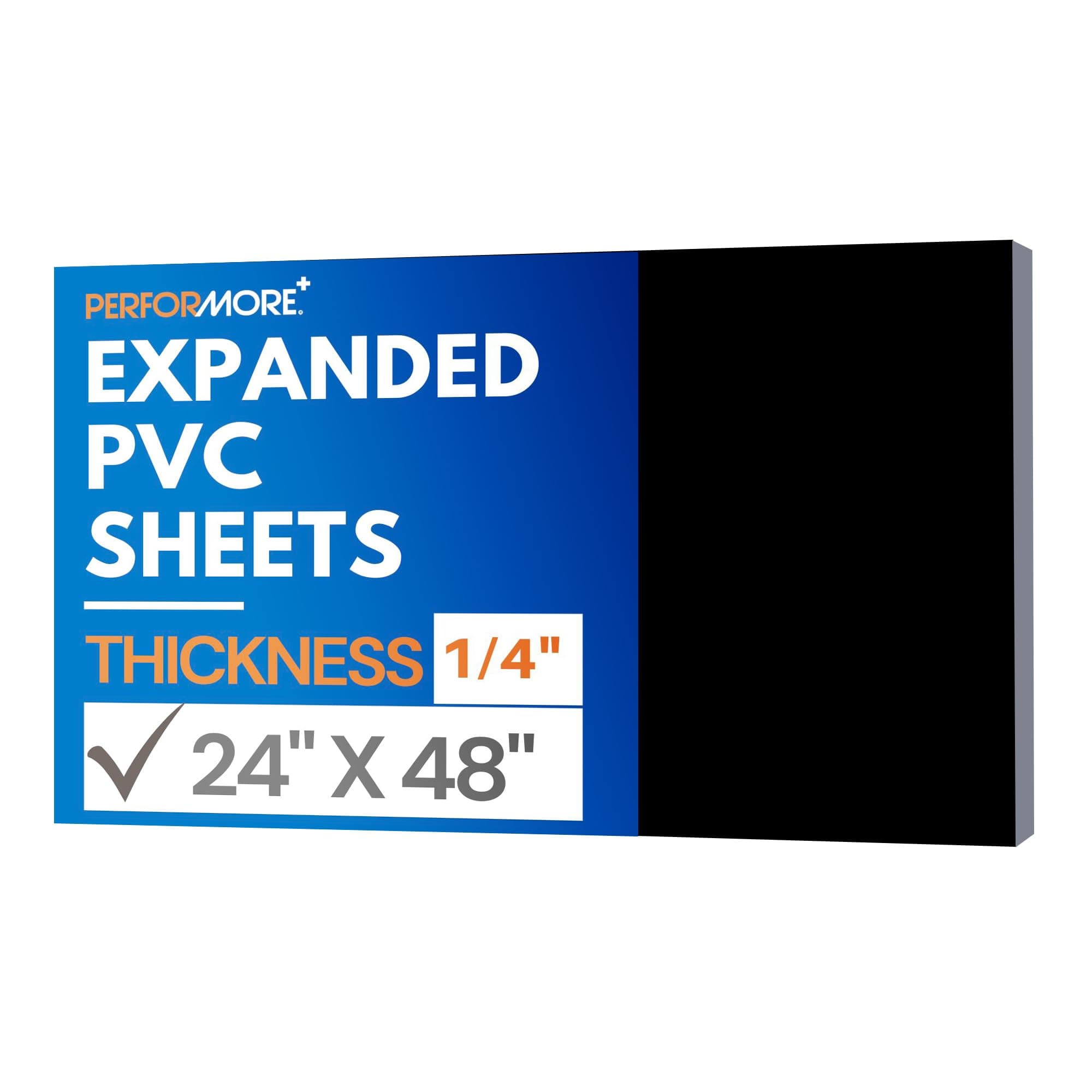 Performore - Expanded PVC Sheet - Lightweight Rigid Foam - 6mm (1/4 Inch) - 24 x 48 Inches - Black - Ideal for Signage, Displays, and Digital/Screen Printing (1-Pack)