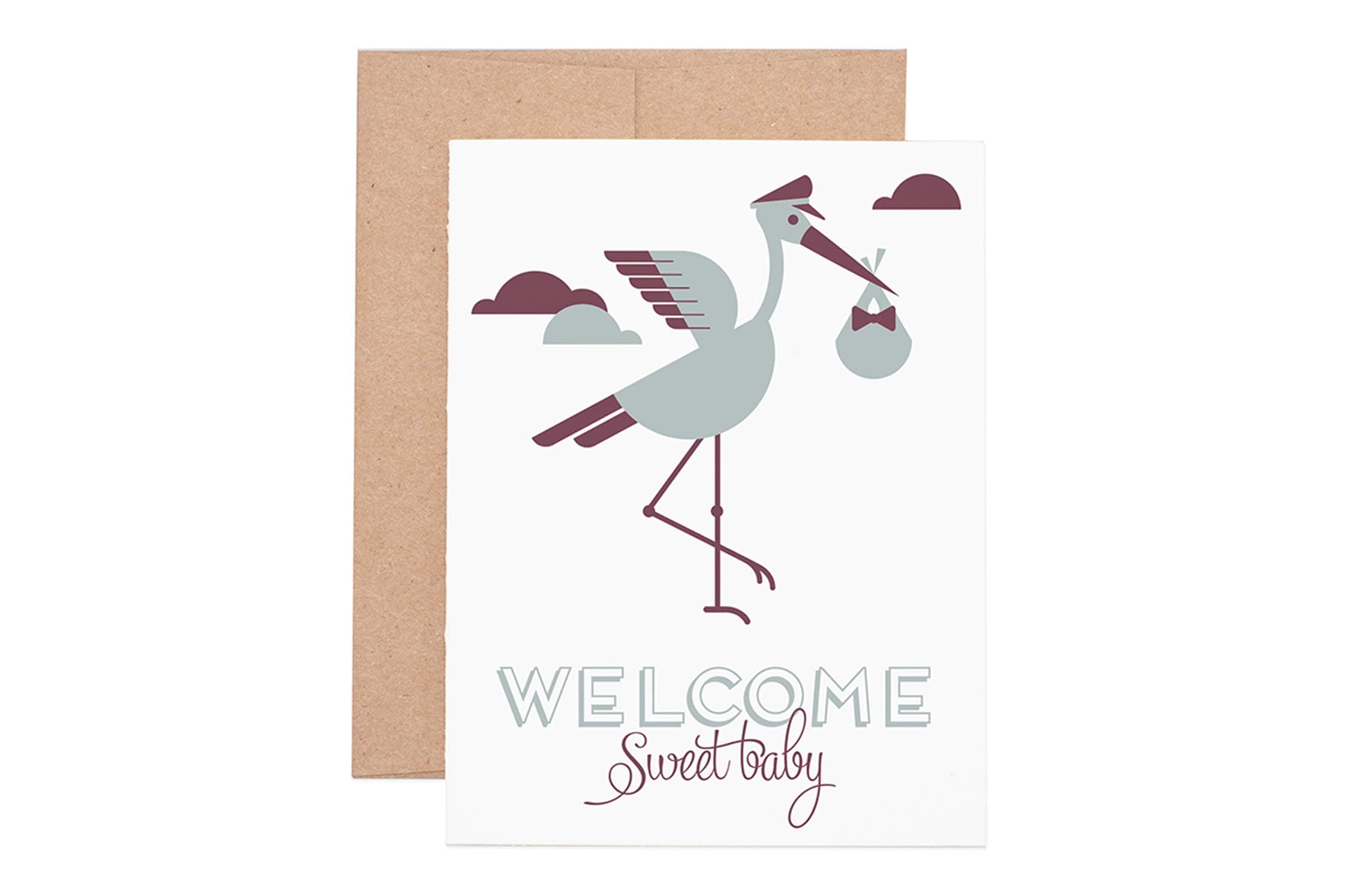 Stork Baby Letterpress Greeting Card