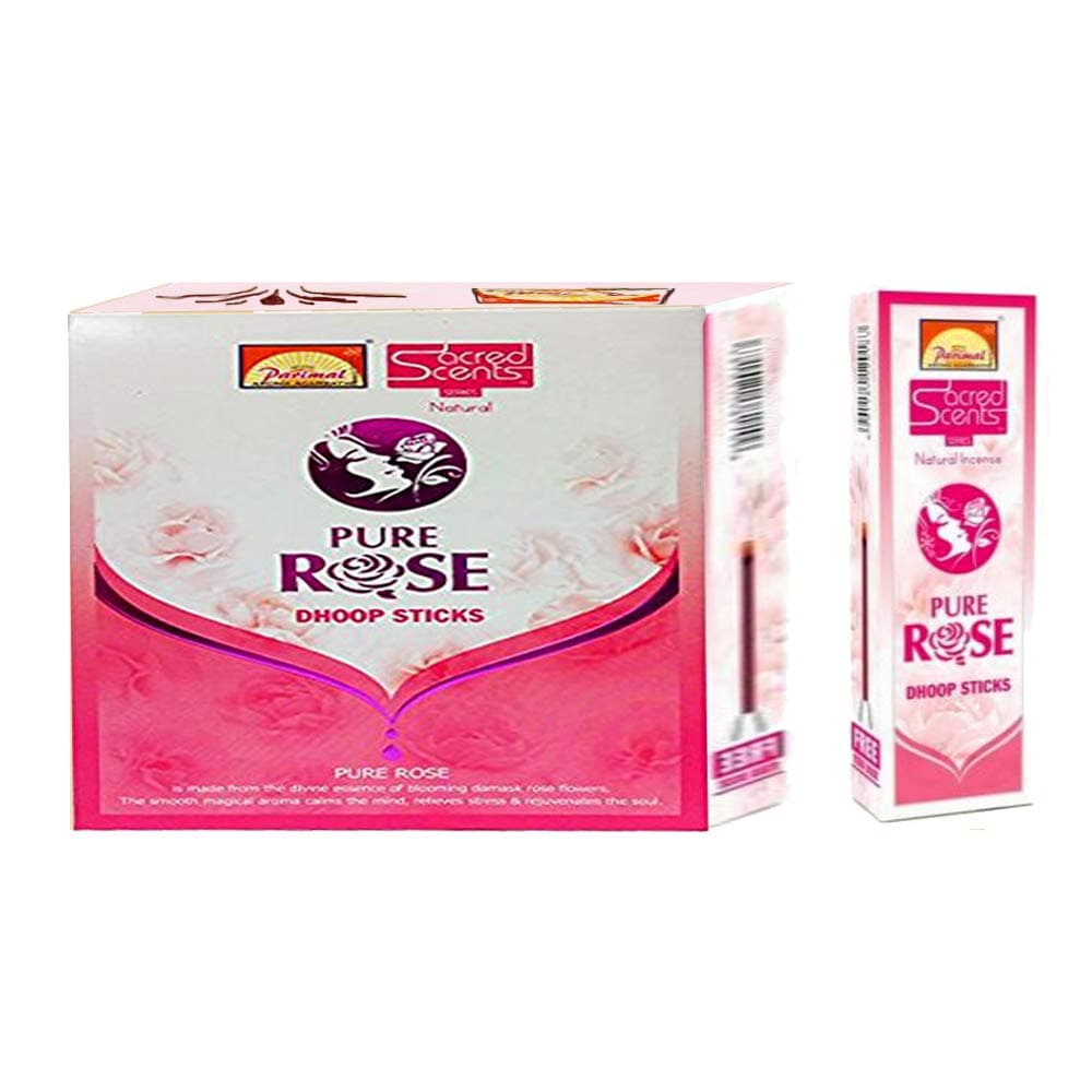Sacred Scents Natural Pure Rose Dhoop Sticks Box | 6 Packs of 50 Grams in a Box | Export Quality.