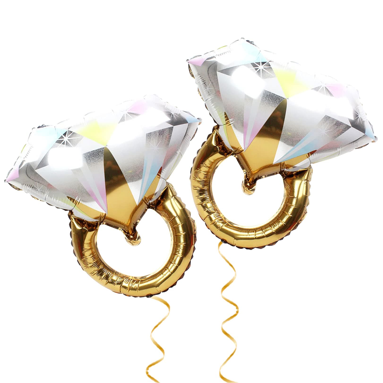 2Pcs Diamond Ring Balloons，Diamond Ring Balloons Engagement Decorations Anniversary Bridal Shower for Romantic Wedding Bridal Shower Anniversary Engagement Party Decoration
