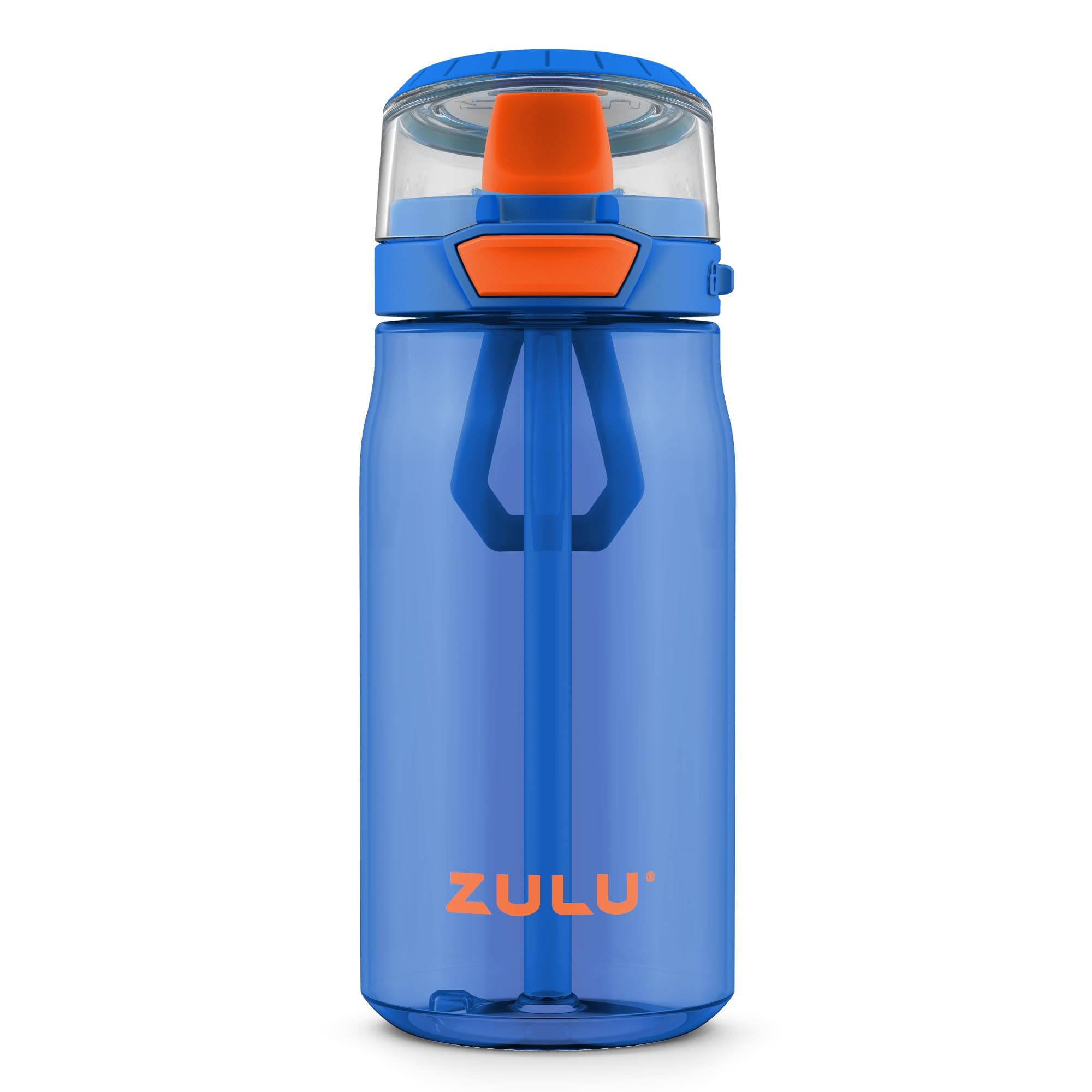 Kids Flex 16oz Tritan Plastic Water Bottle with Silicone Spout, Leak-Proof Locking Flip Lid and Soft Touch Carry Loop for School Backpack, Lunchbox, and Outdoor Sports, Blue