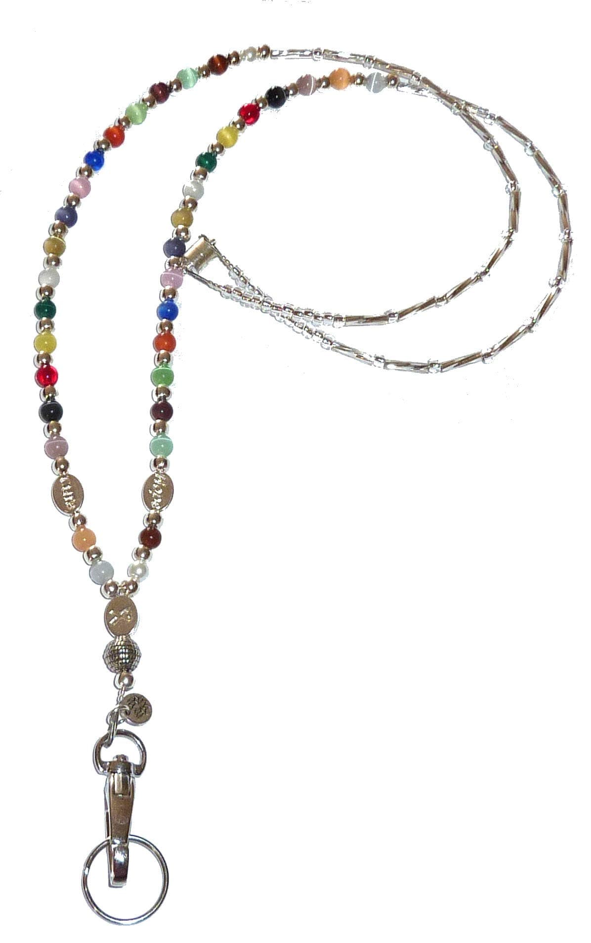 Cancer Awareness Women's Beaded Fashion Lanyard, Jewelry ID Badge and Key Holder, 34 inches