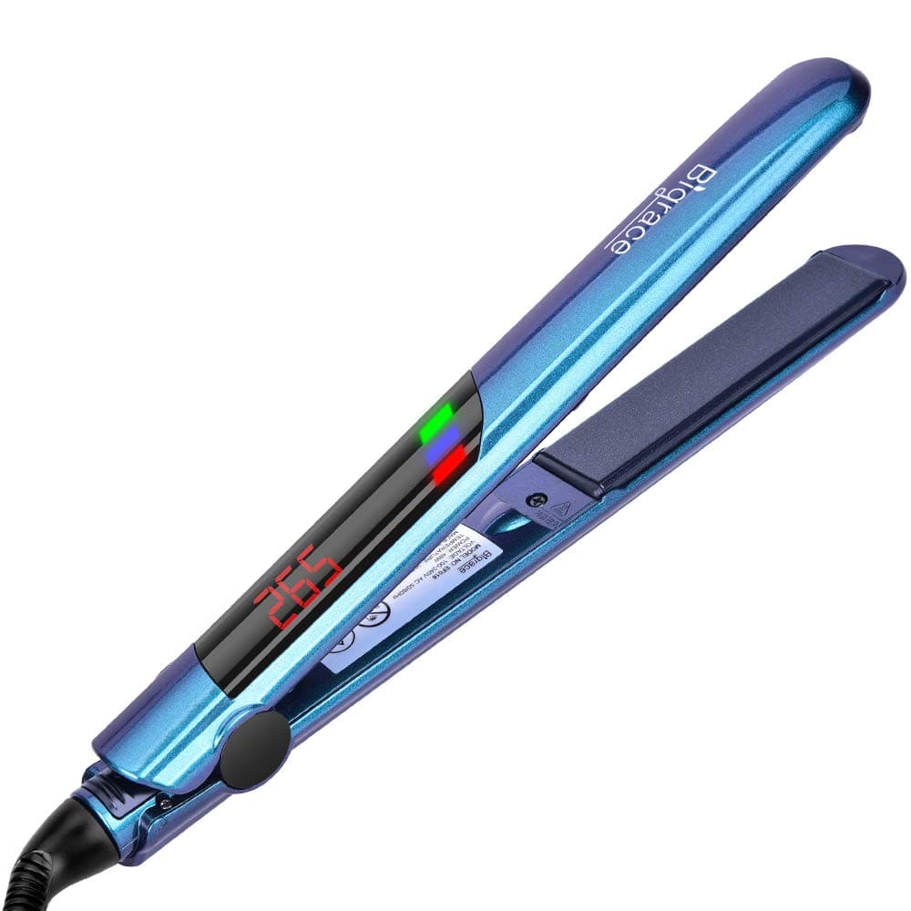 Flat Iron for Hair, Hair Straighteners with Digital Display & Dual Voltage, 10s Instant Heat, 11 Adjustable Temperature Settings, 2 in 1 Tourmaline Ceramic Iron for Hair Styling, Auto Shut Off,1 inch