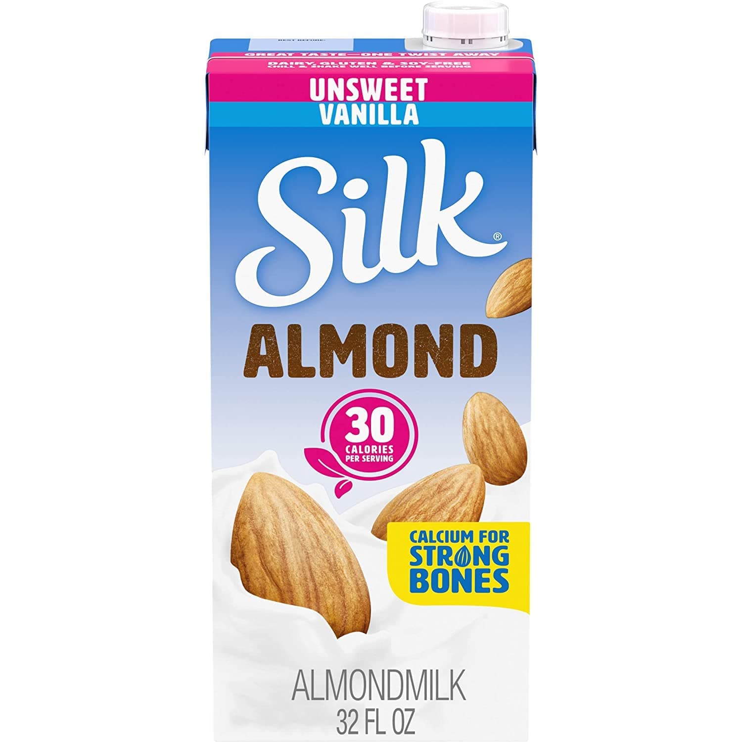 Silk Unsweet Almond Beverage 30 Calories (Plant Based / Vegan Milk Alternative) 946ml