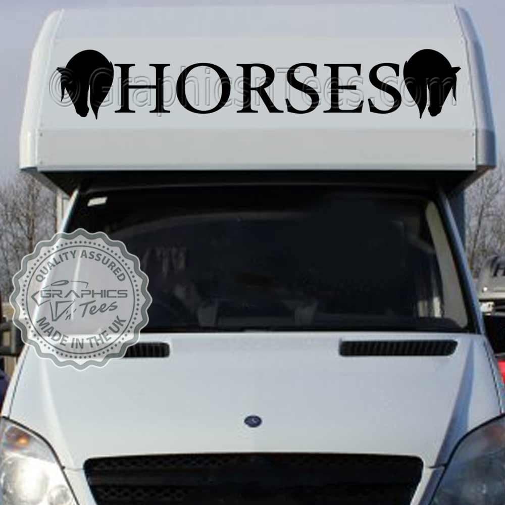 Graphics 'n' Tees - Horse Box Sticker Horses Trailer Van Custom Vinyl Graphic Decals - In Black Available (Large H210mm x W1220mm)