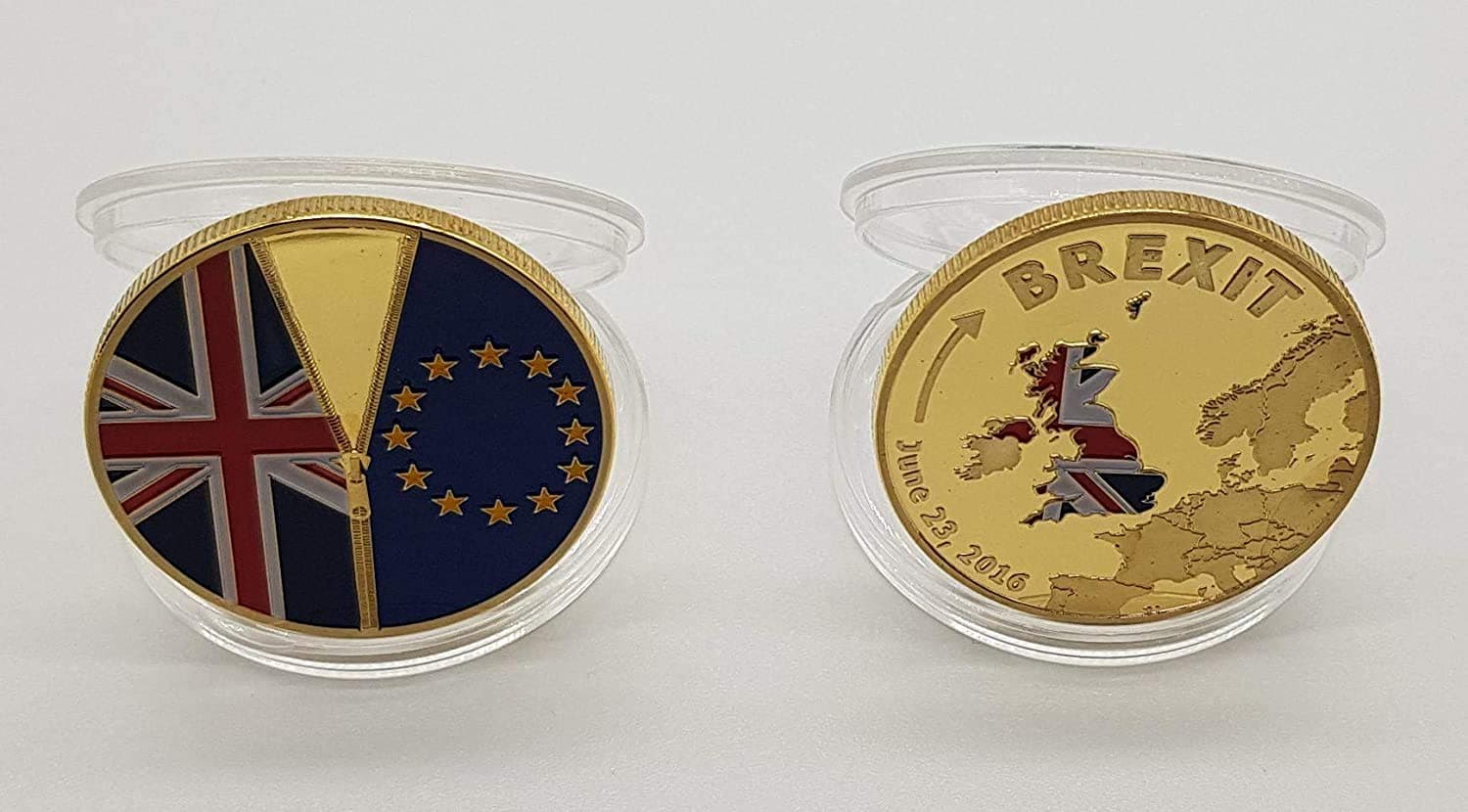 2 X Brexit Medal Coin Gold or Silver Plated Coin Souvenir art & collectible, business gift holiday decoration gift (Gold)