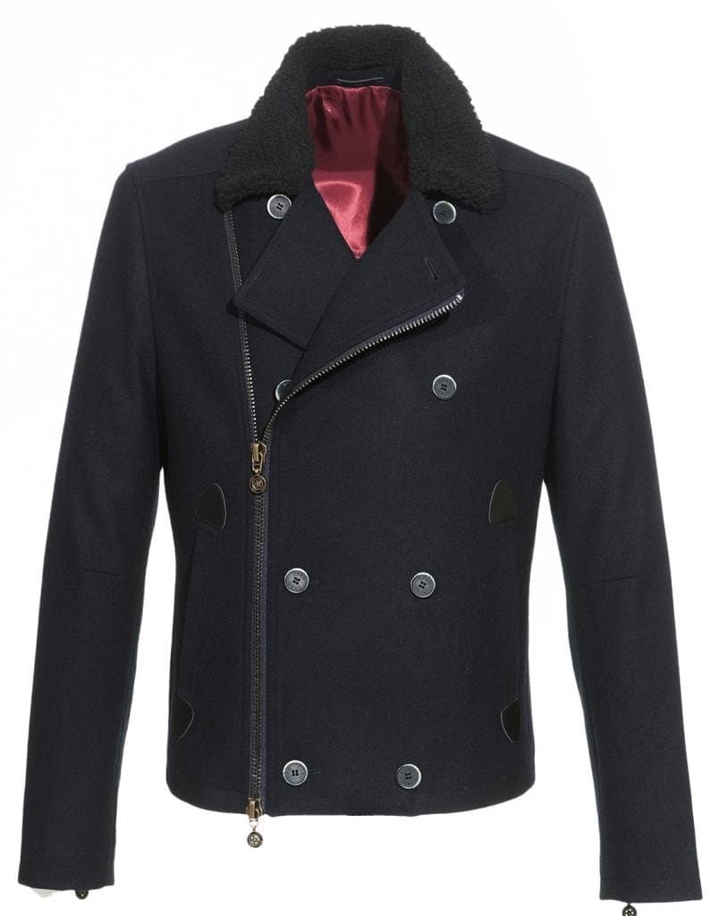 Do Rego & Novoa Men's Vintage Fleece Collar Slim Moto Jacket