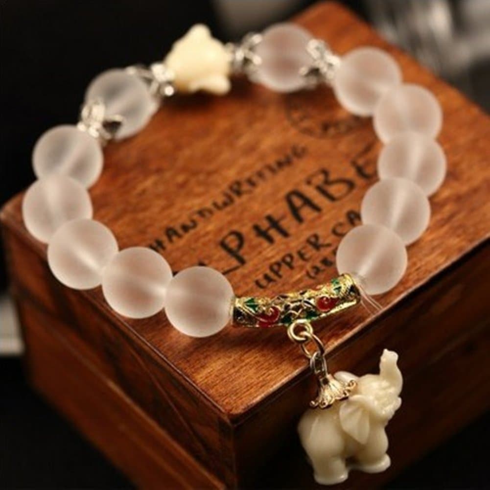 Natural matte crystal bracelets for women fashion super sweet elephant women bracelet