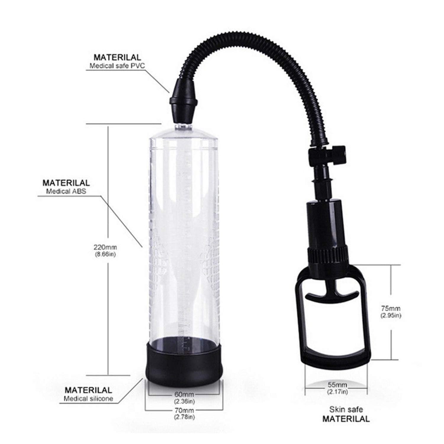 2019 Upgrated Direction Manual Black XL Pump Vacuum Enlargement Enlarger Extender Bigger Effect 9" Men Male