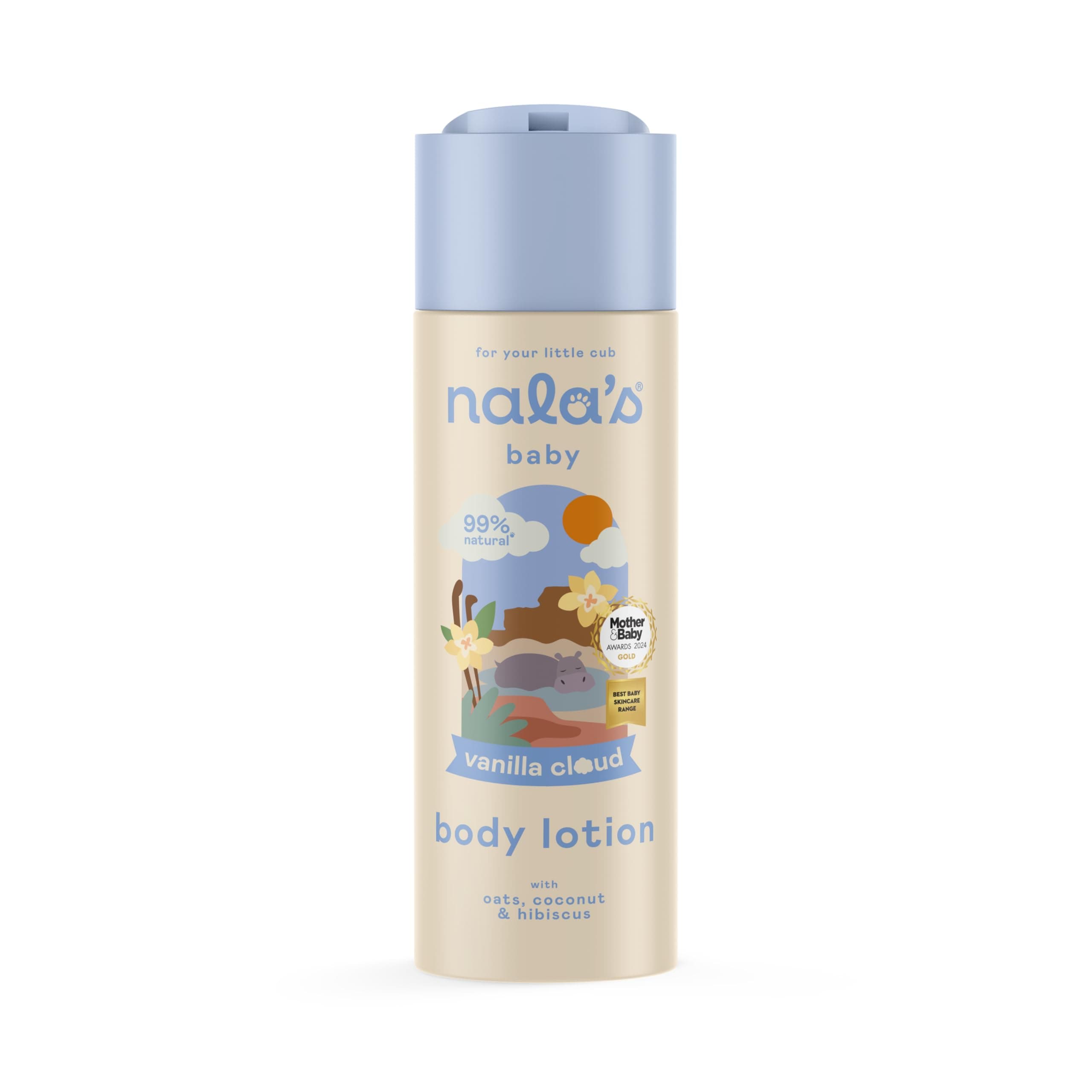 Nala's Baby Body Lotion Vanilla Cloud | Allergen-Free Sweet Vanilla Fragrance | 99% Natural | Dermatologically-tested and Paediatrician-approved | Oat and Coconut Oil | Vegan | 200ml | Nalas Baby
