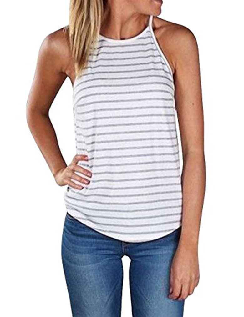 SherosaWomen's Casual Halter Top Spaghetti Strap Floral Print Tank Tops Camis Shirt