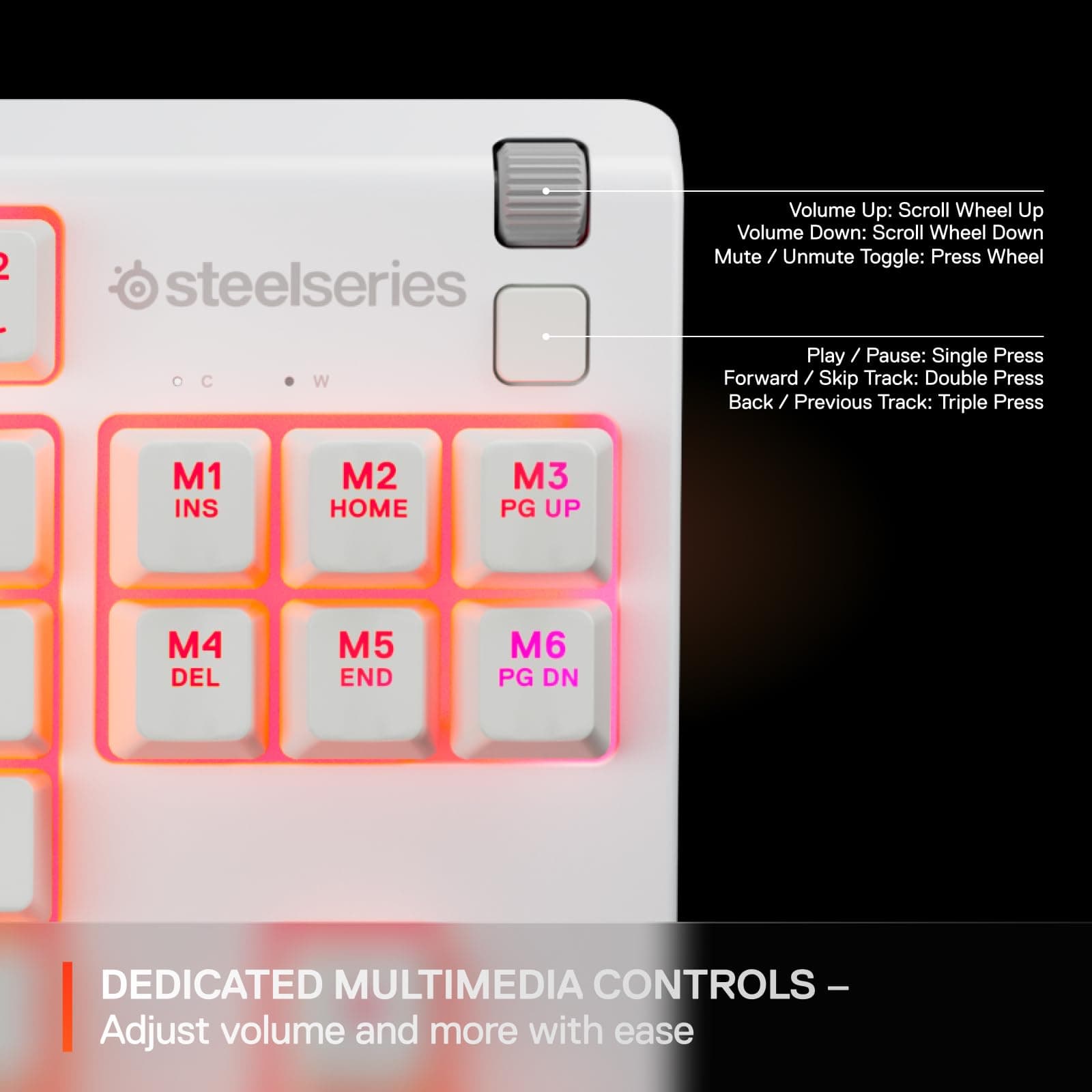 SteelSeries Apex 3 TKL White RGB Gaming Keyboard — Tenkeyless Compact Form Factor — 8-Zone RGB Illumination — Water and Dust Resistant — Whisper-Quiet Gaming Switch