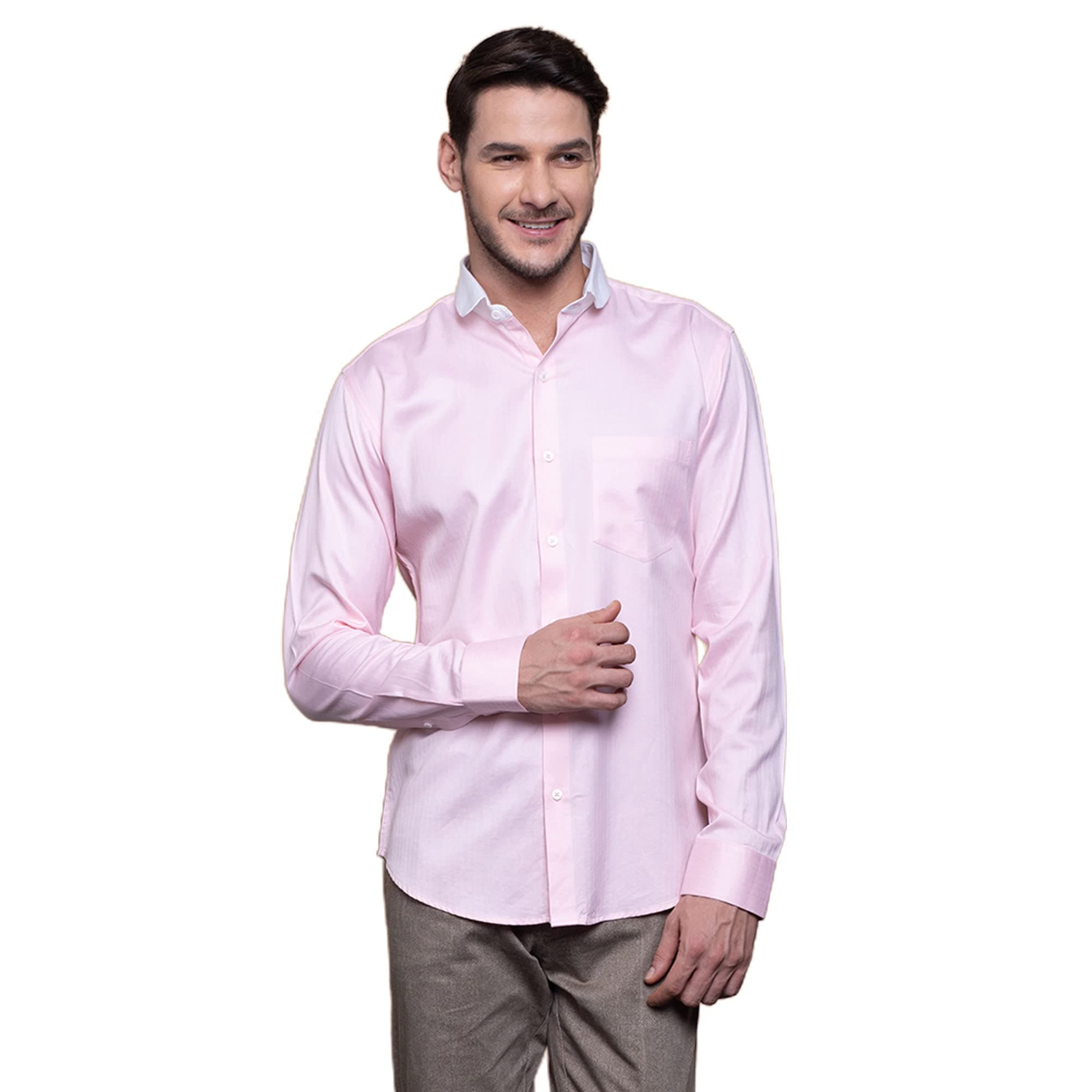 Aakaara Men's Premium Herringbone Textured Long Sleeves Slim Fit Shirt