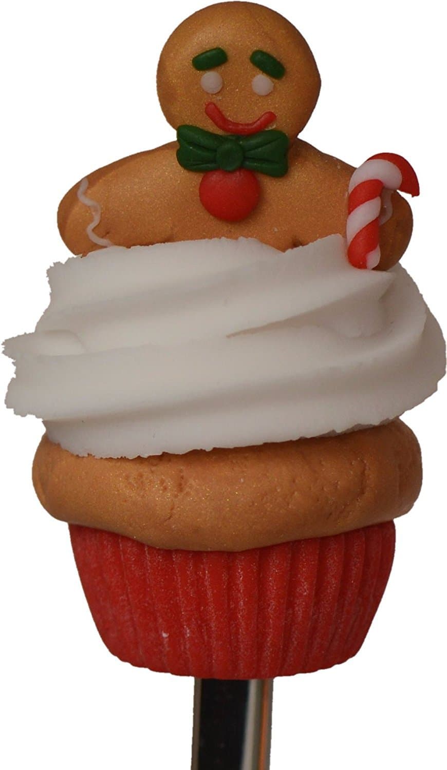 Gift for Girl DIY Spoon with Clay Gingerbread Man Cupcake Decor on Handle, in Gift Box with a Bow, 1 pc