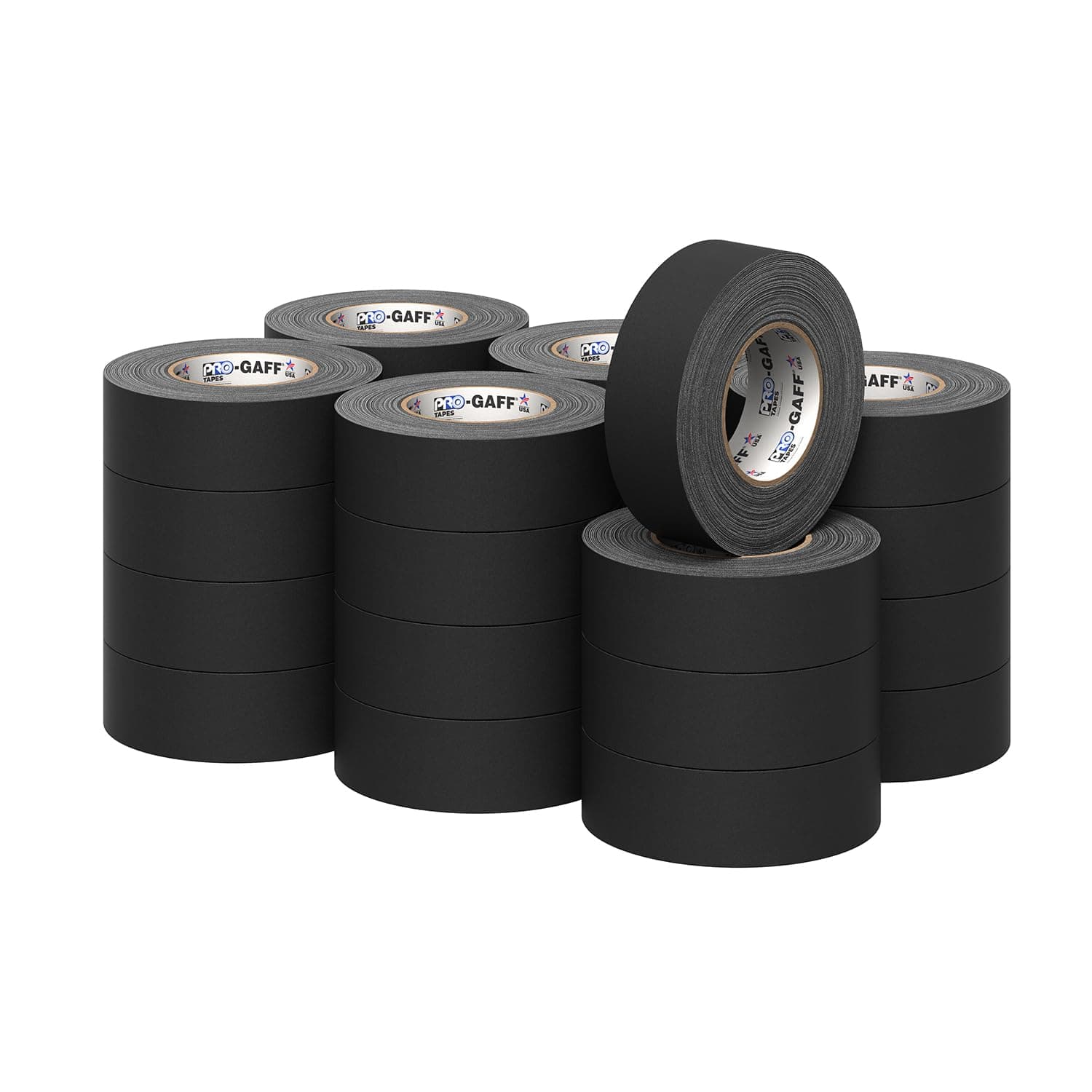 2" Pro Gaff Gaffers Tape 55 yards length black matte. Premium Heavy-Duty Gaffers Tape trusted by professional Gaffers. Made in the USA. Holds Tight, Easy to remove. (Pack of 24)