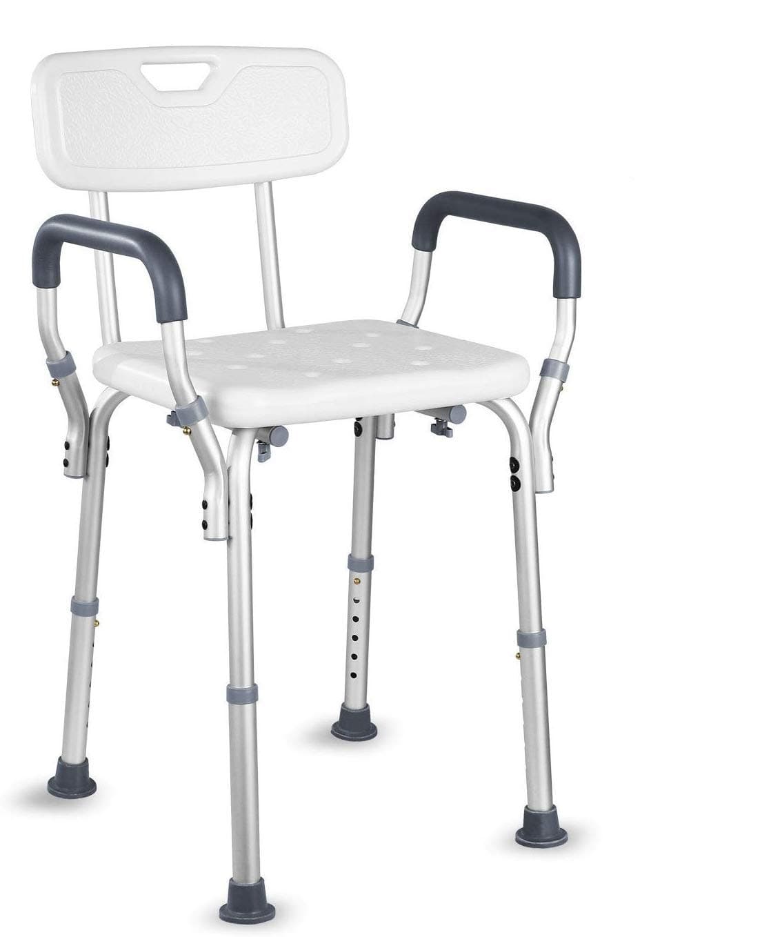 HAIRBY Shower Chair with Arms Back Adjustable Medical Bath Seat Handles for Handicap, Disabled, Seniors and Elderly with Non Slip Tub