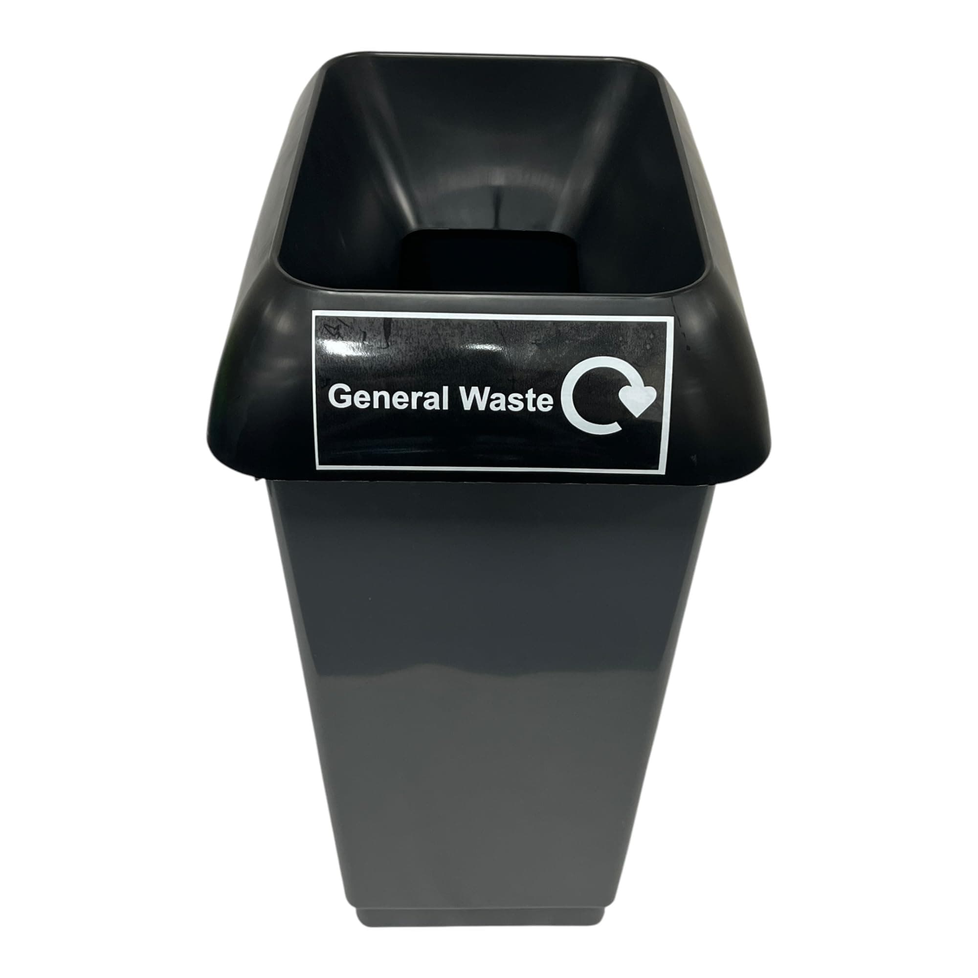 Chabrias Ltd 50 Litre Recycling Waste Bin With Lid & Logo Sticker Included (Black Lid & General Logo)