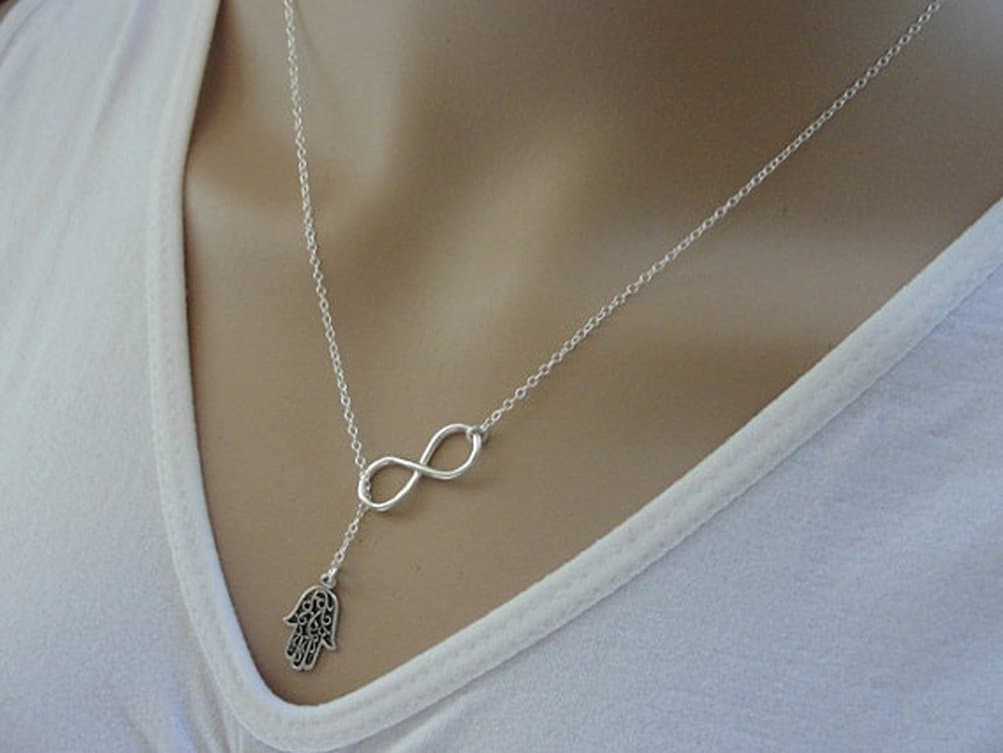 Charm.L Grace Fashion Jewelry Lariat Necklace Infinity Necklace Silver Tone Y Necklace