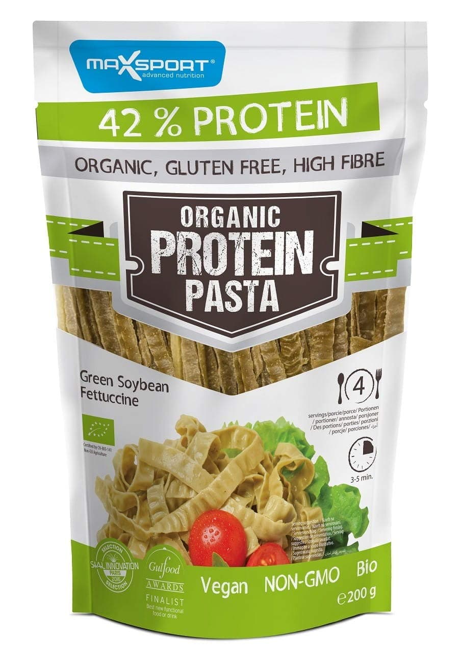 Maxsport Nutrition 42% Protein Bio Organic Protein Pasta - Glutenfree, Vegan, High Fibre, High Protein - 200g (Fettuccine 1pack)