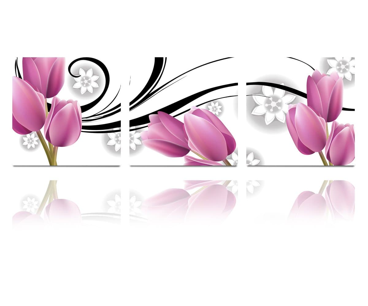 IN SUNSHINE ASIA MODERN ABSTRACT WALL ART PAINTING ON CANVAS NEW Style ! with The purple tulip growth